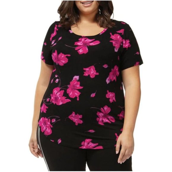 Floral Round Neck Short Sleeve Shirt Top M - Picture 2 of 3